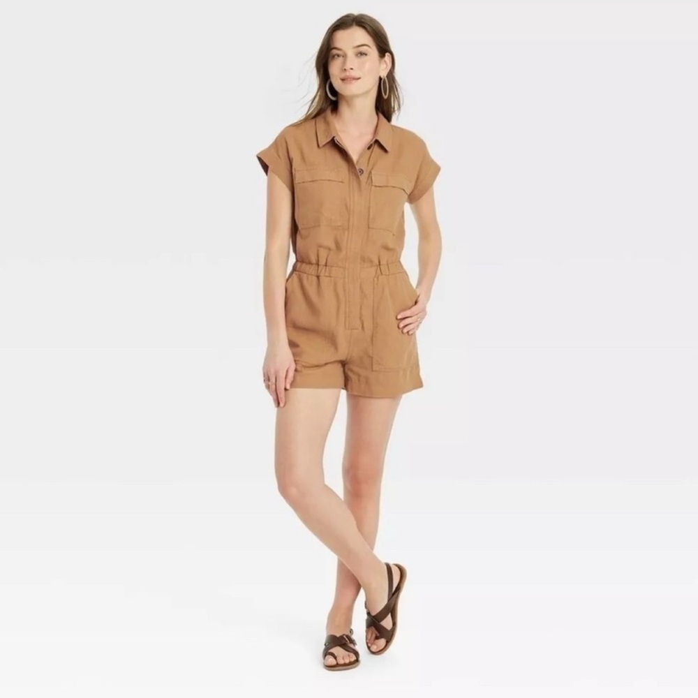 Universal Thread Tan Cargo Jumpsuit Romper